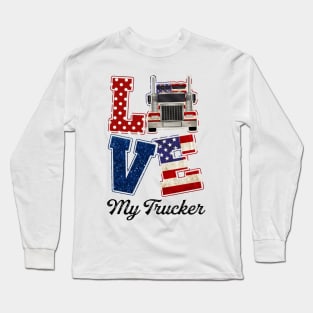 Trucker's Wife  T Shirt Love My Trucker Personalized Gift Long Sleeve T-Shirt